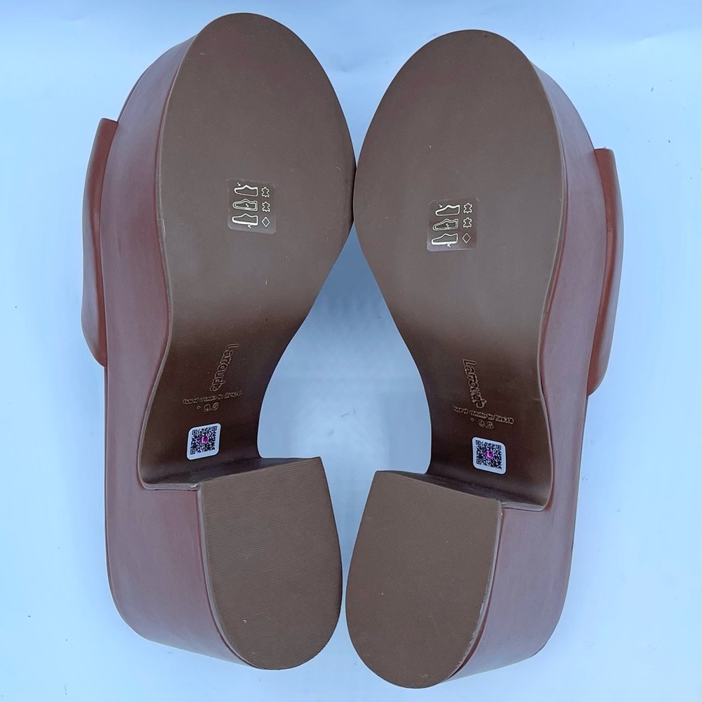 New Larroude Miso Platform Brown Leather Mules Size 9.5 - Picture 16 of 17